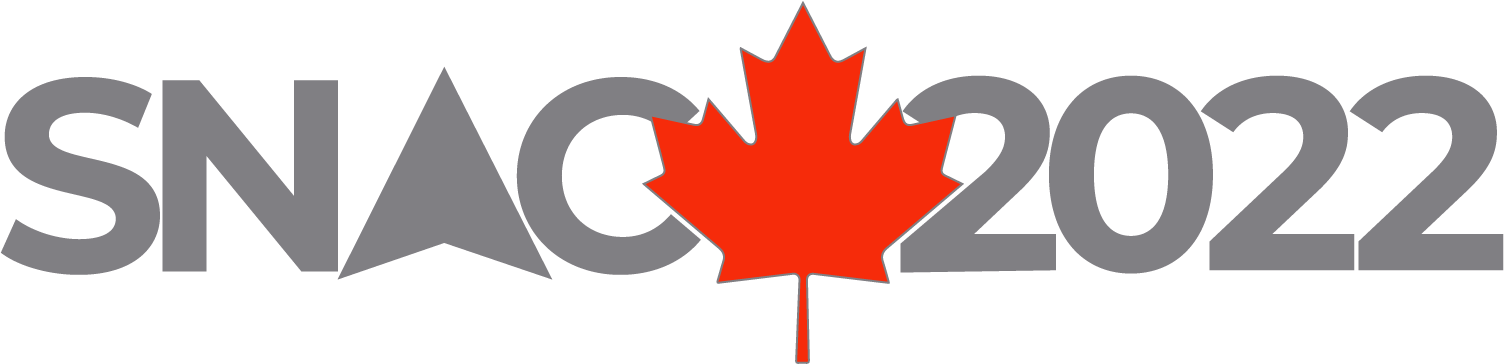 SNAC 2022 written in grey text with a red maple leaf in the center